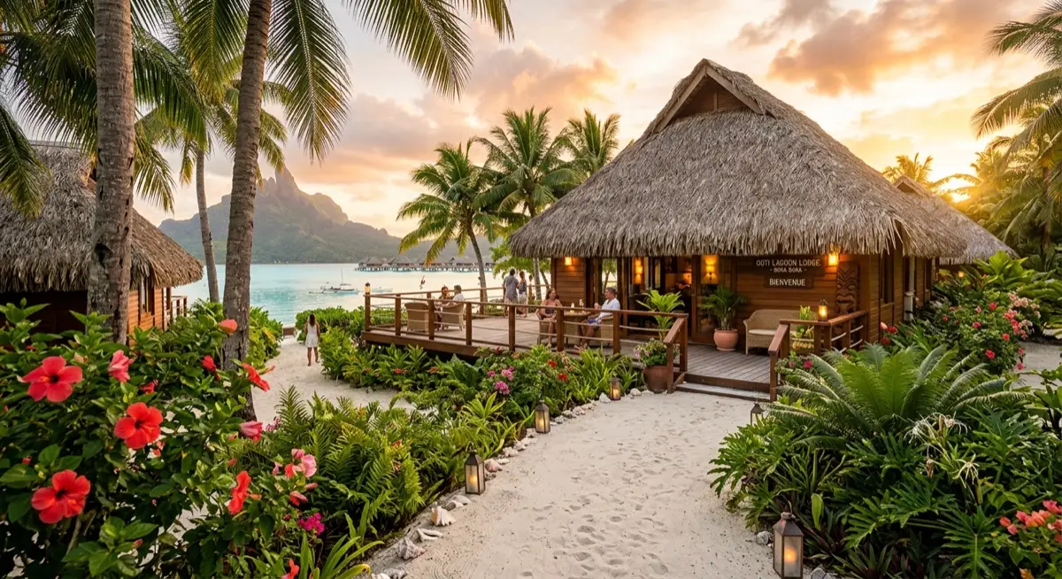 Vue exterieure du Motu Rêve Lodge